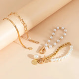 Lot de bracelets chic or 4 pièces serpent, perles & mailles | or