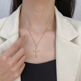 Collier cristal torsade croix | or