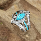 Bague turquoise Marquis audacieux | or blanc