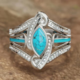 Bague turquoise Marquis audacieux | or blanc