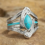 Bague turquoise Marquis audacieux | or blanc