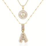 Collier pavé lettre initiale ensemble | or