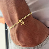 Bracelet initiale croix | or