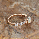 Bague opale Crescent lune | or rose