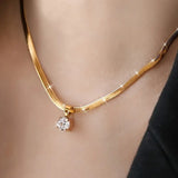 Collier élégant Rhinestone pendentif | or