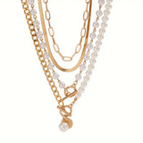 Lot de colliers vintage perle & or chaîne serpent | or