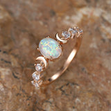 Bague opale Crescent lune | or rose