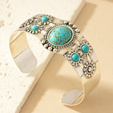Bracelet Seren turquoise manchette | or blanc