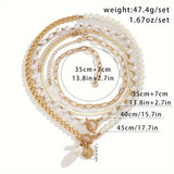Lot de colliers vintage perle & or chaîne serpent | or