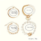 Lot de bracelets chic or 4 pièces serpent, perles & mailles | or