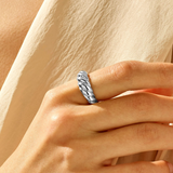 Bague Croissant | or blanc