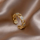 Bague cristal Honeycomb | or