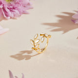 Bague Neraya délicat feuille ouvert | or