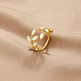 Bague Neraya délicat feuille ouvert | or