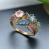 Bague ancien exotique plume cristal | or