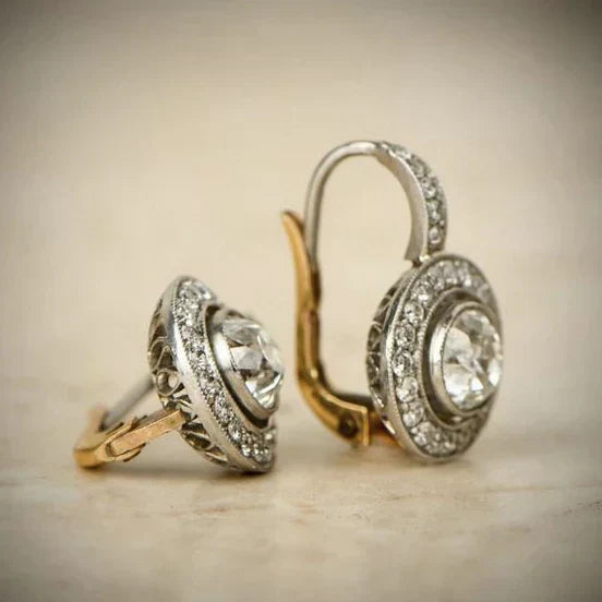 Boucles vintage argent avec zircone | or bicolore