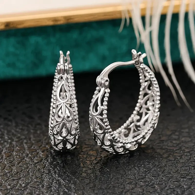 Boucles ancien ajouré Basket | or blanc
