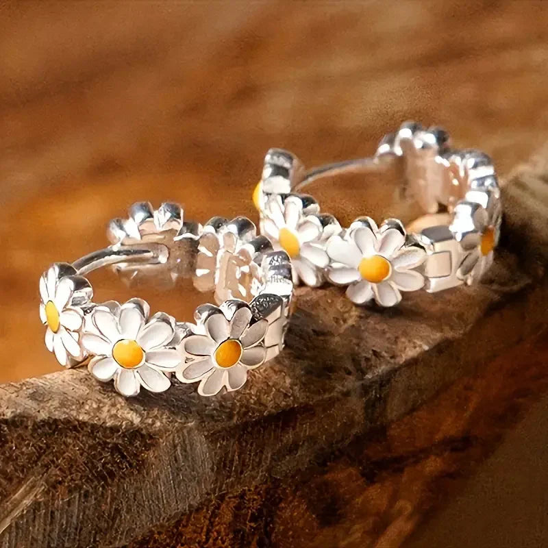 Créoles élégant Daisy | or blanc