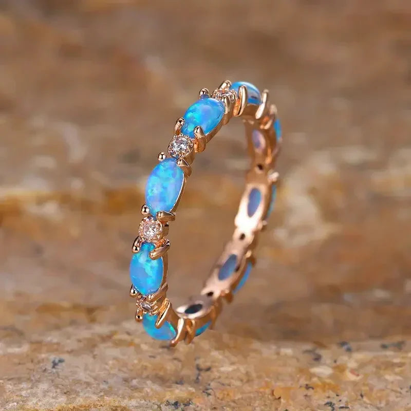 Bague élégant bleu opale | or