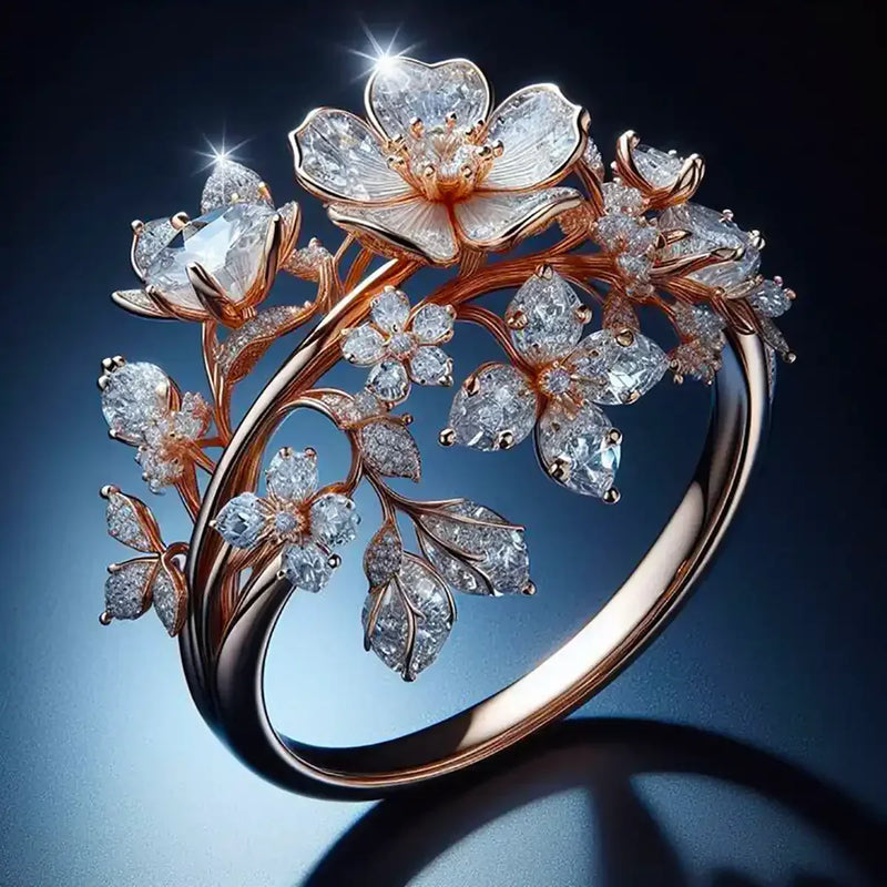 Bague éclatant rayonnant fleur | or rose