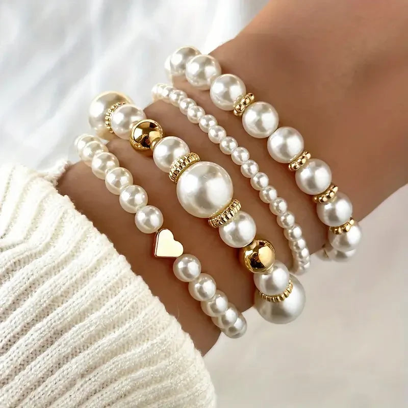 Lot de bracelets raffiné perle | or