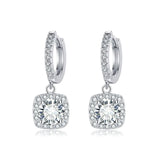 Boucles pendantes carré halo | or blanc