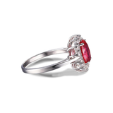 Bague classique rubis halo | or blanc