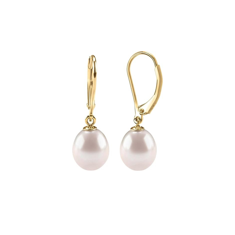 Boucles pendantes perle | or
